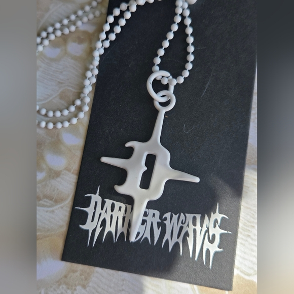 Dolls Kill White Silver Darker Wavs Collectable Pendant D Necklace - Picture 3 of 8